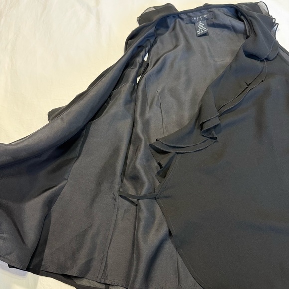 The Limited Black Ruffle Wrap 100% Silk Blouse Sleeveless Size M Quite Luxury - Picture 6 of 10